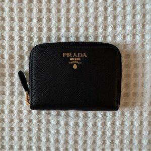 Prada Black Leather Coin Wallet